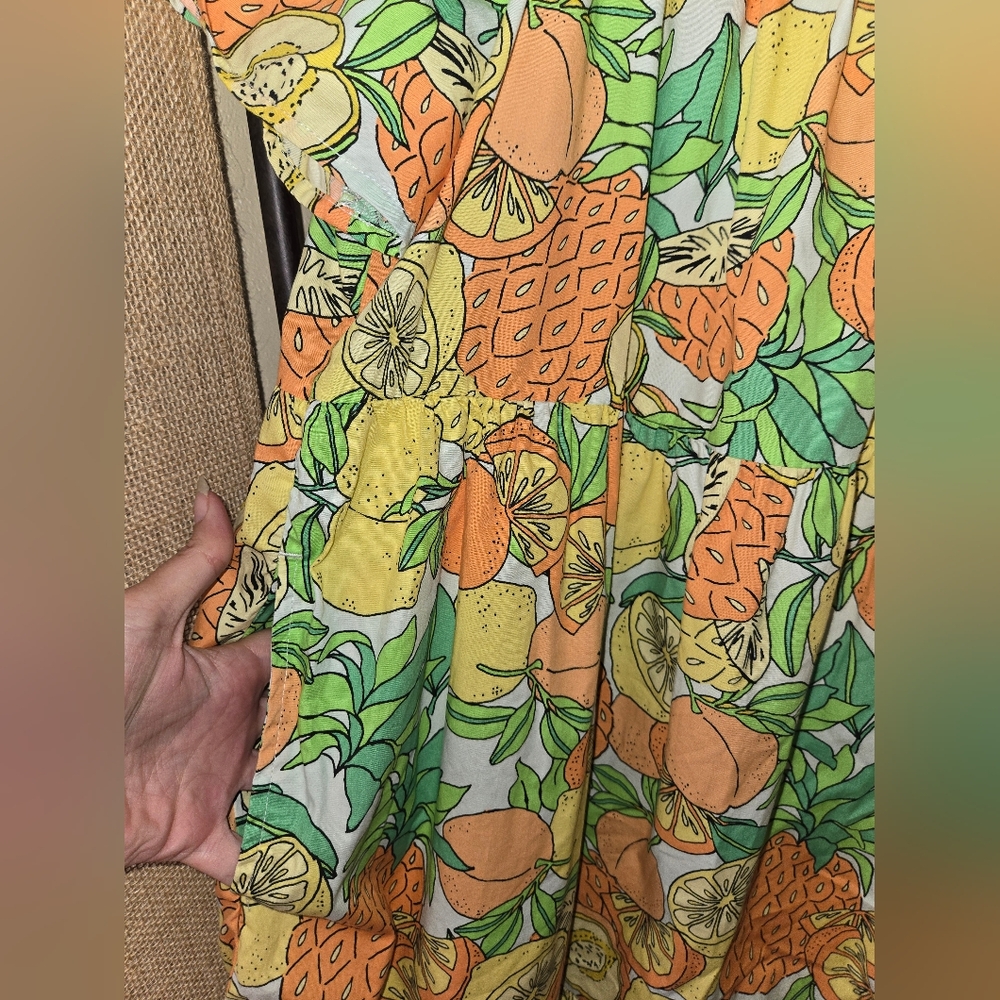 NWOT Payton & Parker Colorful Fruit Print Dress With Pockets Citrus Size Medium - Picture 10 of 12